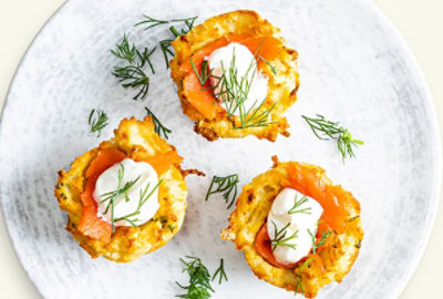 Lemon Chive Latke Cups with Smoked Salmon