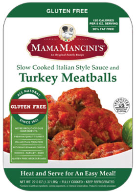 Mama Mancini's Gluten Free Turkey Meatballs & Italian Style Sauce, 22 oz, 22 Ounce