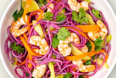 Magical Color-Changing Noodles with Shrimp