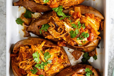 Make Ahead Butter Chicken Stuffed Sweet Potatoes