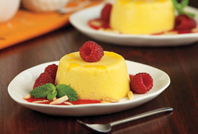 Mango Panna Cotta with Raspberry Sauce