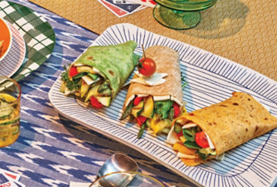 Mediterranean Grilled Veggie and Hummus Wrap