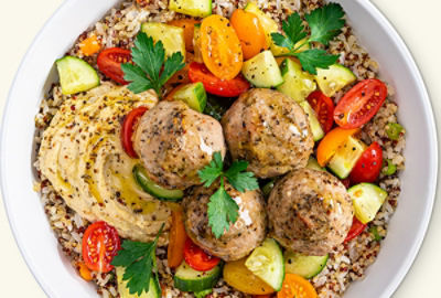 Mediterranean Quinoa with Turkey Meatballs