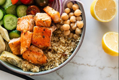 Mediterranean Salmon Bowl with Couscous