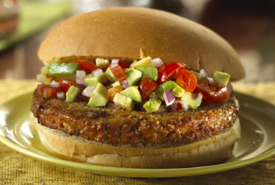 MorningStar Farms Cumin Crusted Black Bean Burger with Avocado Relish Recipe