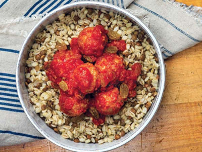 Moroccan Turkey Meatballs with Barley and Lentils