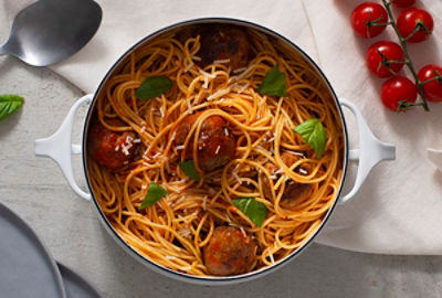 One-Pot Thin Spaghetti and Meatballs