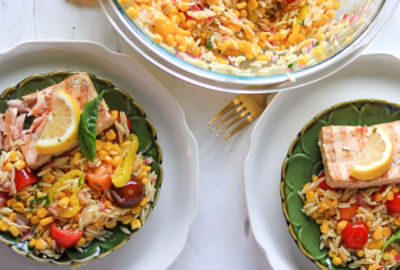 Orzo and Corn Salad With Classic Grilled Salmon