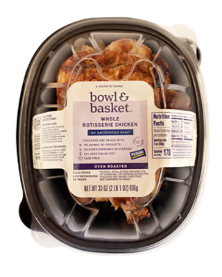 Bowl & Basket Oven Roasted Rotisserie Chicken - SOLD COLD, 33 oz, 33 Ounce
