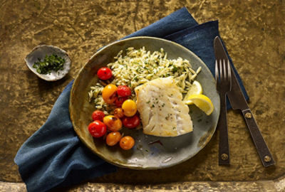 Pan-Seared Alaska Cod with Lemon-Parsley Orzo