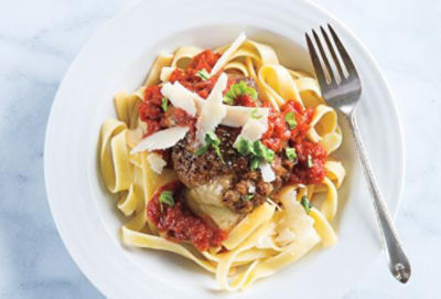 Pasta with Stuffed Meatballs