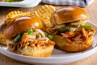 Philly BBQ Chicken Sheet Pan Sliders