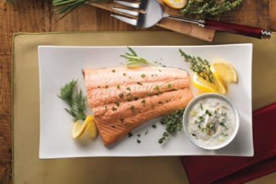 Poached Salmon with Creamy Herb Sauce