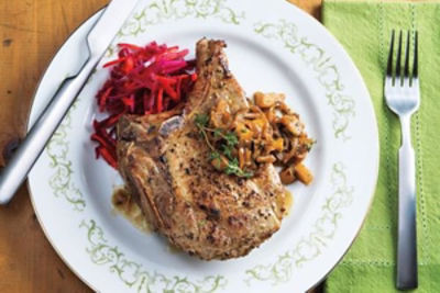 Pork Chops with Shallot-Mustard Chutney & Spiced Beet Salad