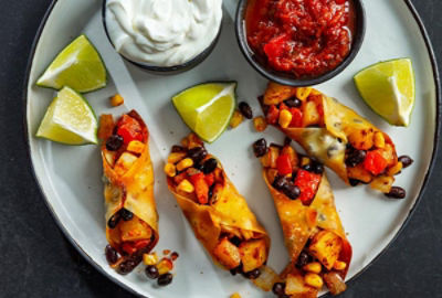 Potato, Black Bean and Corn Wonton Tacos