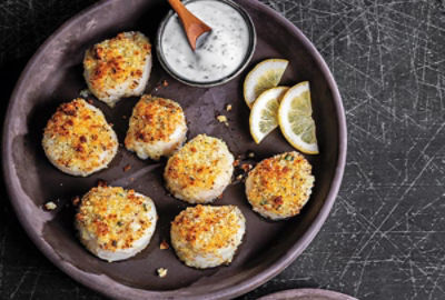 Potato-Crusted Scallops with Parsley-Lemon Sauce