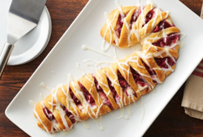 Raspberry-Cream Cheese Candy Cane Crescent Danish