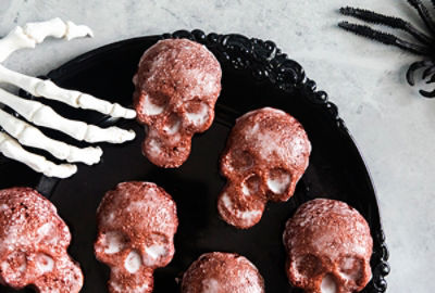 Red Velvet Glazed Cake Skulls