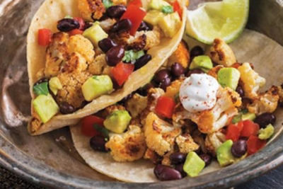 Roasted Cauliflower Tacos with Avocado-Black Bean Salsa