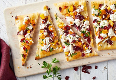 Roasted Cranberry Cinnamon Goat Cheese Flatbread