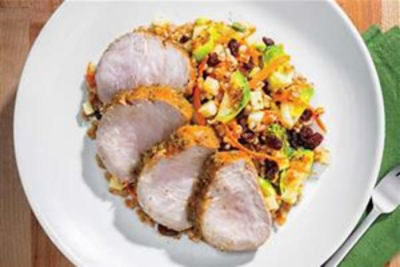 Roasted Pork Tenderloin with Harvest Wheat Berry & Brussels Sprouts Salad