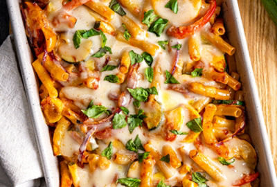 Roasted Squash and Pepper Vegan Baked Ziti