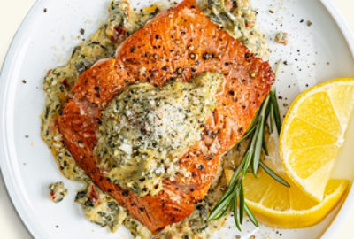 Salmon with Spinach Artichoke Sauce