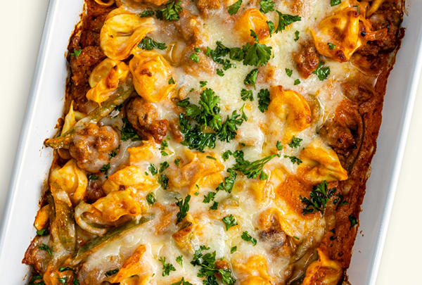 Sausage and Pepper Tortellini Bake
