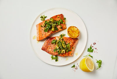 Seared Salmon with Green Salsa Verde