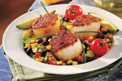 Seared Scallops with Black Bean Relish