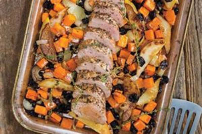 Sheet-Pan Pork Tenderloin with Sweet Potatoes & Pears