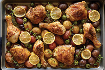 Sheet Pan Chicken with Potatoes and Olives