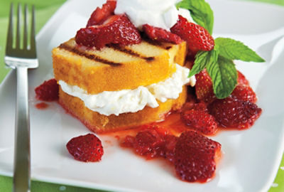 Strawberries and Cream Grilled Pound Cake