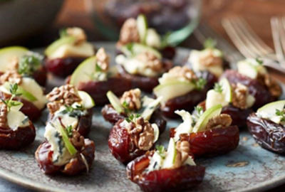 Stuffed Dates with Castello Blue Cheese, Walnuts, and Pear