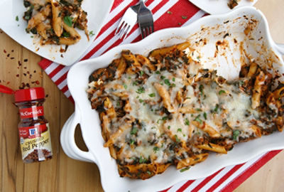 TOMATO FLORENTINE PASTA BAKE