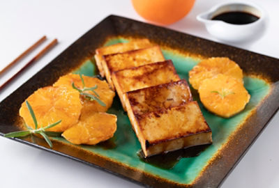 Tamari- Glazed Tofu with Warm Herbed Oranges