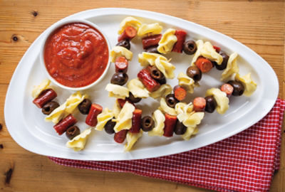 Tortellini, Pepperoni & Olive Kabobs