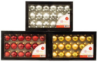 TDC USA Inc. Glass Balls - Red Silver Gold, 18 each