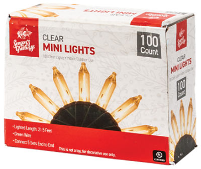 Season's Greetings 100 Ct. Mini Lights, Clear, 100 Each