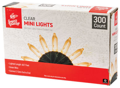 Season's Greetings Mini Lights, 300 Ct. Clear