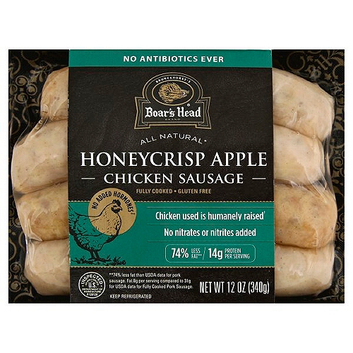 Boar's Head All Natural Honey Crisp Apple Chicken Sausage, 12 oz