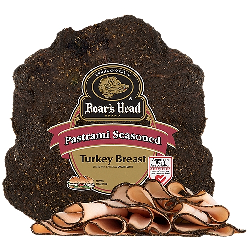 Gluten Free. Milk Free. No MSG Added. We make extra lean, skinless white breasts of turkey coated with our famous pastrami seasonings and roasted. Freshly sliced at your Deli counter. Product slicing options include "Standard Thickness, Shaved, Sliced Thin or Sliced Thick". Please note your slicing preference in the comment section of your cart.   