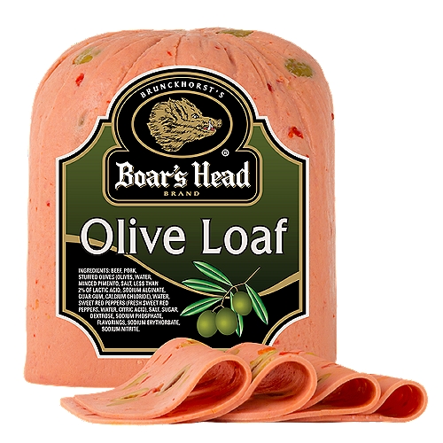 Gluten Free. Milk Free. No MSG Added. Select cuts of beef & pork are blended with imported Manzinella olives to make this top shelf Olive Loaf. Freshly sliced at your Deli counter. Product slicing options include "Standard Thickness, Shaved, Sliced Thin or Sliced Thick". Please note your slicing preference in the comment section of your cart.   