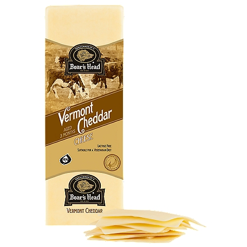 Made with milk sourced from regional family farms, this cheese has a pleasantly mild, rich flavor and smooth, creamy texture. Boar's Head® Vermont Cheddar Cheese is aged for three months to achieve the classic Cheddar taste.